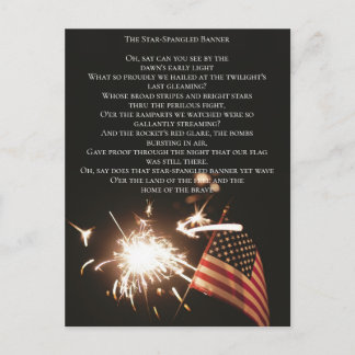 Custom USA Anthem Star Spangled Banner Lyrics Flag Postcard