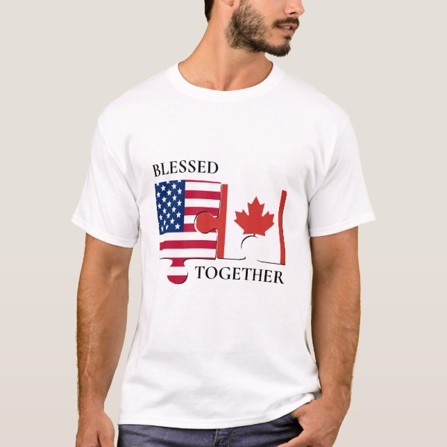 Custom USA CANADA Flag T-Shirt (Front)