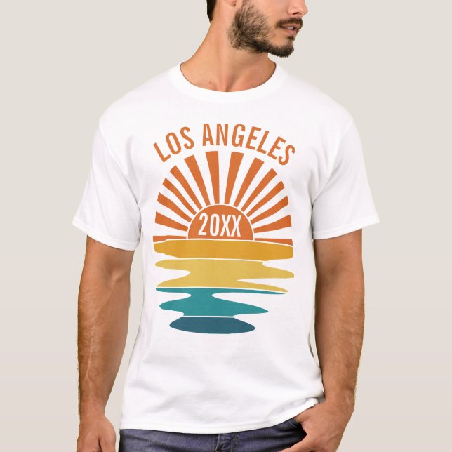 Custom USA City State Geography Retro Souvenir T-Shirt (Front)