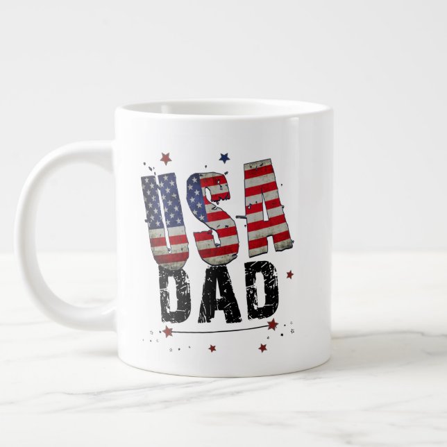 Custom USA Dad Giant Coffee Mug (Left)
