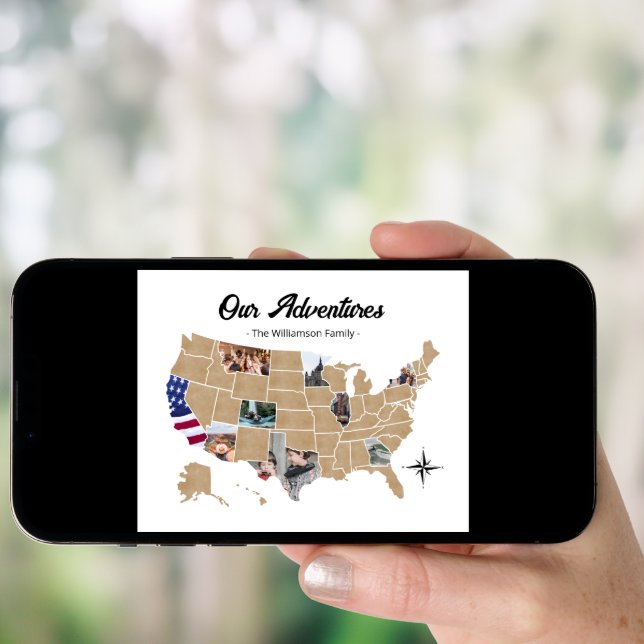 Custom USA Family Travel Add Your Photos Collage Poster (Front Digital)