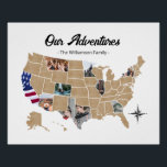 Custom USA Family Travel Add Your Photos Collage Poster<br><div class="desc">Capture your family's most memorable travel adventures with this USA Photo Map Poster. This photo collage poster is the perfect way to show off all of the amazing places your family has visited. The map includes all 50 states that can be filled with your own photos!</div>