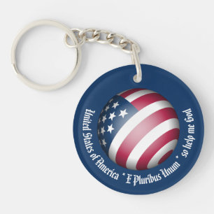 Custom USA Flag and Map Globe, Naturalization Oath Keychain