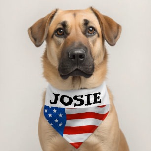 CUSTOM USA FLAG DOG CAT PET BANDANA  COLLAR
