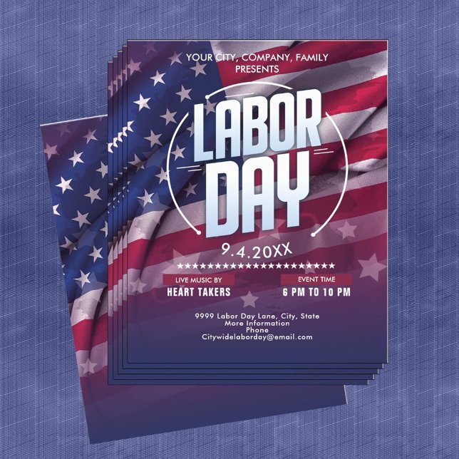 Custom USA Flag Labor Day Celebration Event  Flyer (Custom USA Flag Labor Day Celebration Event Flyer)