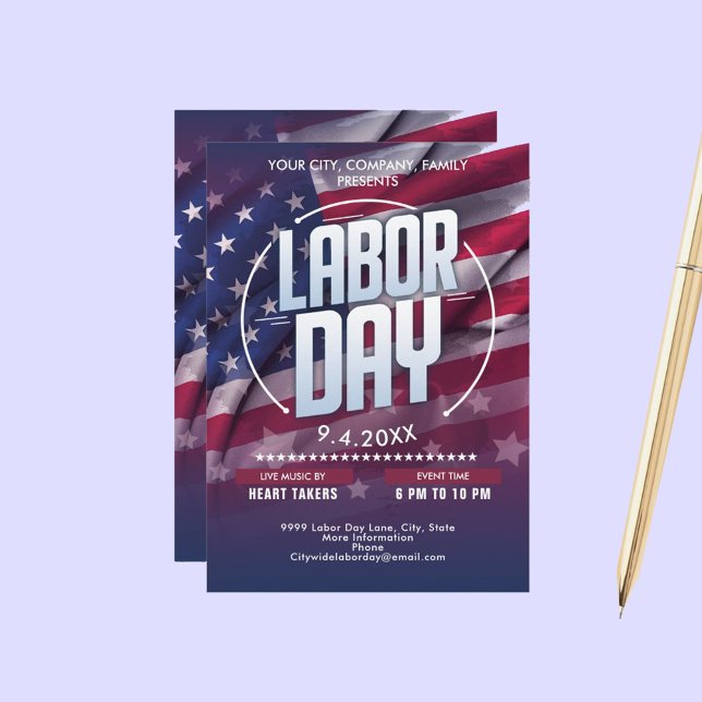 Custom USA Flag Labor Day Celebration Event Invitation (Custom USA Flag Labor Day Celebration Event Invitation)