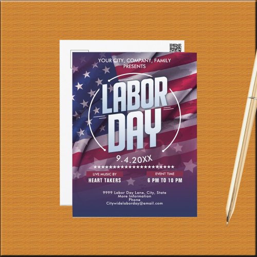 Custom USA Flag Labor Day Celebration Event  Postcard