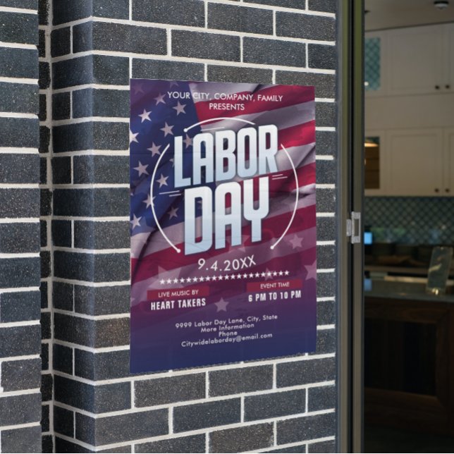 Custom USA Flag Labor Day Celebration Event Poster (Custom USA Flag Labor Day Celebration Event Poster)