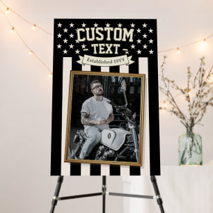 Custom USA Flag Photo Welcome Sign, Patriotic Foam Board
