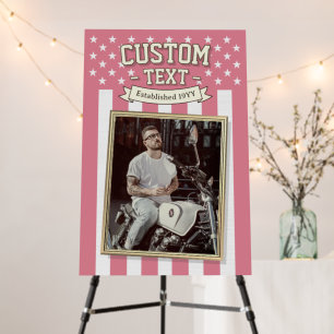 Custom USA Flag Photo Welcome Sign, Patriotic Foam Board