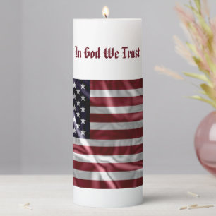 Custom USA Flag Red, White Stripes Stars Blue Pillar Candle