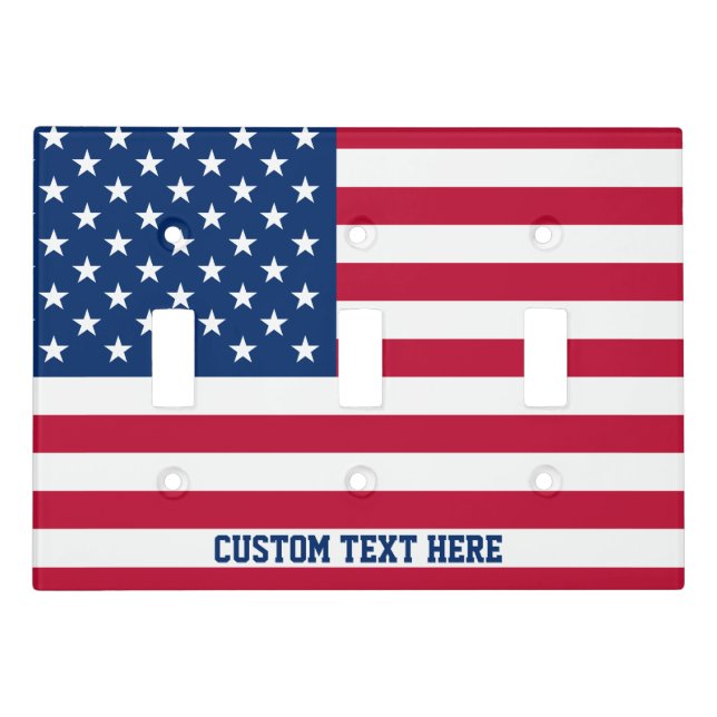 Custom USA Flag Stars and Stripes Light Switch Cover (Front)