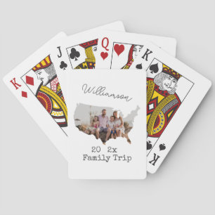 Custom USA Map Outline Vacation Family Photo Poker Cards