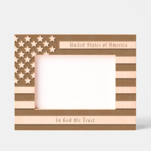 Custom USA Motto and American Flag Engraved Frames