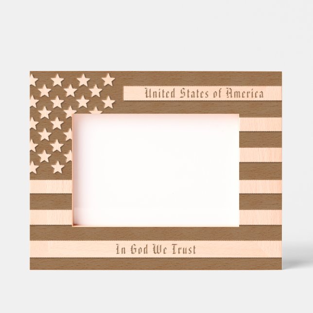 Custom USA Motto and American Flag Engraved Frames (Front)