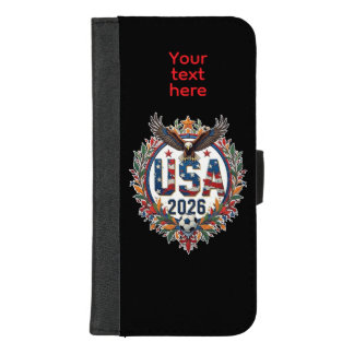 Custom USA National Soccer Bald Eagle Logo iPhone 8/7 Plus Wallet Case
