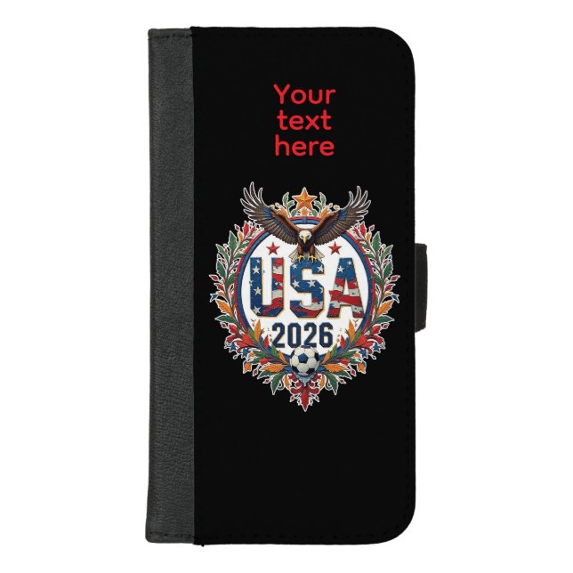 Custom USA National Soccer Bald Eagle Logo iPhone Wallet Case (Front)