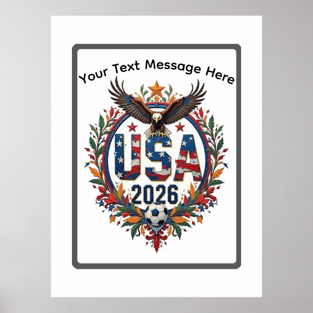 Custom USA National Soccer Bald Eagle Logo Poster (Front)