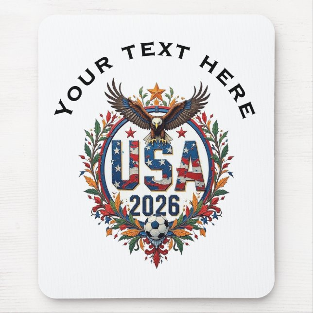 Custom USA National Soccer Team Bald Eagle Logo Mouse Pad (Front)