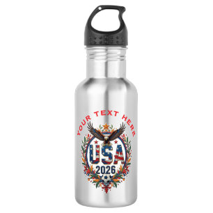 Custom USA National Soccer Team Bald Eagle Logo Stainless Steel Water Bottle