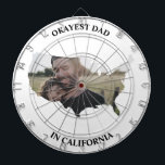 Custom USA photo Okayest dad Fathers day Dart Board<br><div class="desc">Custom USA photo Okayest dad in the United states USA design template. Personalize with your photo and  text to fit your interests. 
Fathers day,  dad,  modern,  photo collage,  best dad ever,  cute,  funny,  create your own,  grandfather,  grandpa,  birthday,  husband,  family,  best dad in USA,  for him</div>