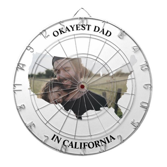 Custom USA photo Okayest dad Fathers day Dart Board (Front)