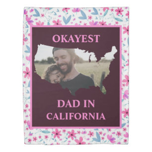 Custom USA photo Okayest dad Fathers day Duvet Cover