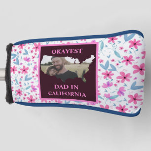 Custom USA photo Okayest dad Fathers day Golf Head Cover