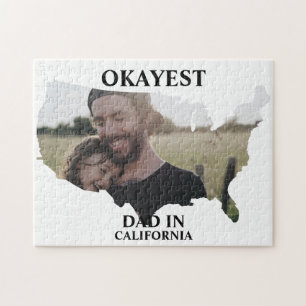 Custom USA photo Okayest dad Fathers day Jigsaw Puzzle