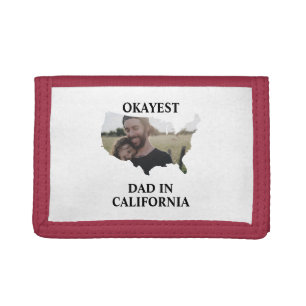 Custom USA photo Okayest dad Fathers day Tri-fold Wallet