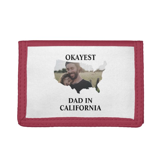 Custom USA photo Okayest dad Fathers day Trifold Wallet (Front)
