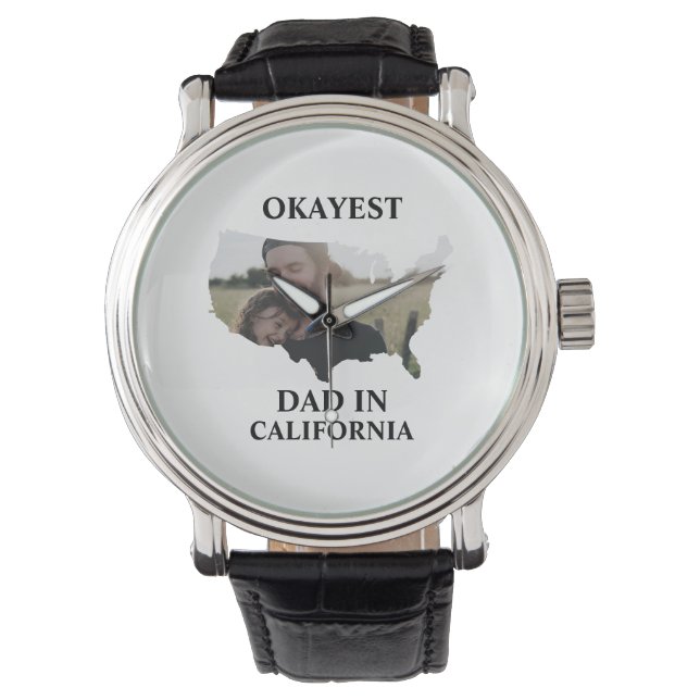 Custom USA photo Okayest dad Fathers day Watch (Front)