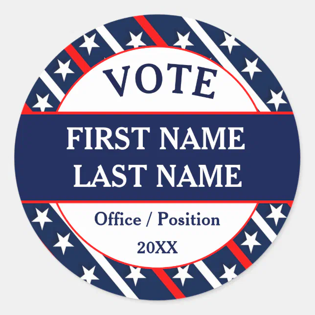 Custom USA Vote Campaign Classic Round Sticker | Zazzle