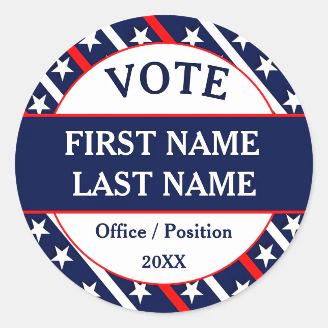 Custom USA Vote Campaign Classic Round Sticker | Zazzle