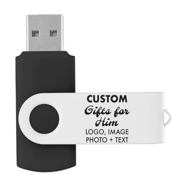 Custom USB 2.0 Flash Drive with White Swivel Cap (Opened)