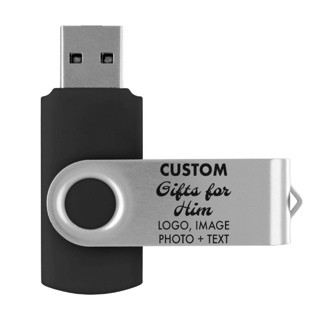 Custom USB 3.0 Flash Drive with Silver Swivel Cap (Opened)