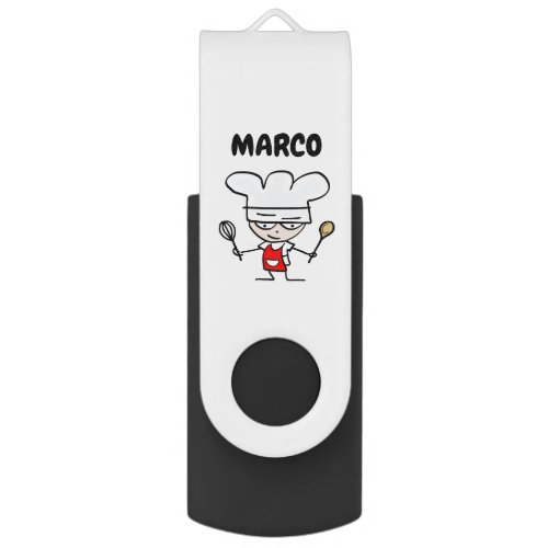 Custom USB flash drive with chef cook cartoon