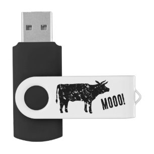 Custom USB flash drive with vintage cow silhouette