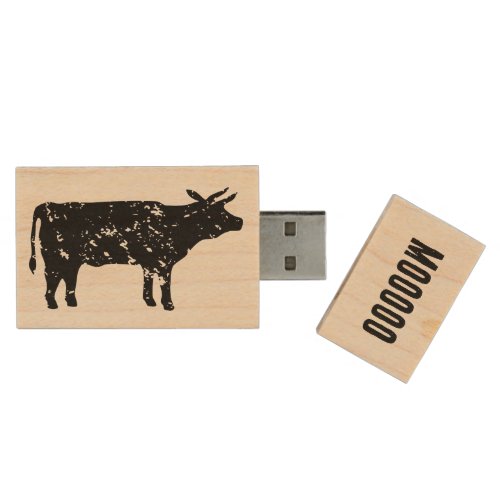 Custom USB pen drive with vintage cow silhouette