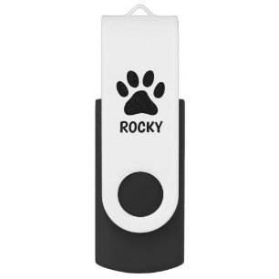 Custom USB pen flash drive with dog paw footprint