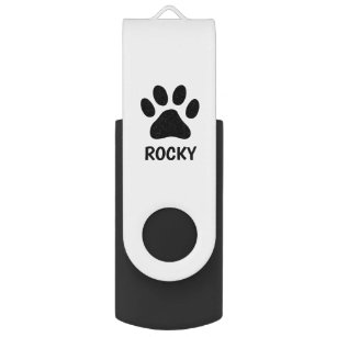 Custom USB pen flash drive with dog paw footprint
