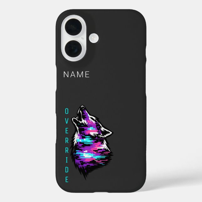 Custom User ID Override Wolf Cyberpunk iPhone 16 C Case-Mate iPhone Case (Back)