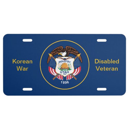 Custom Utah State Symbol Disabled Veteran License Plate