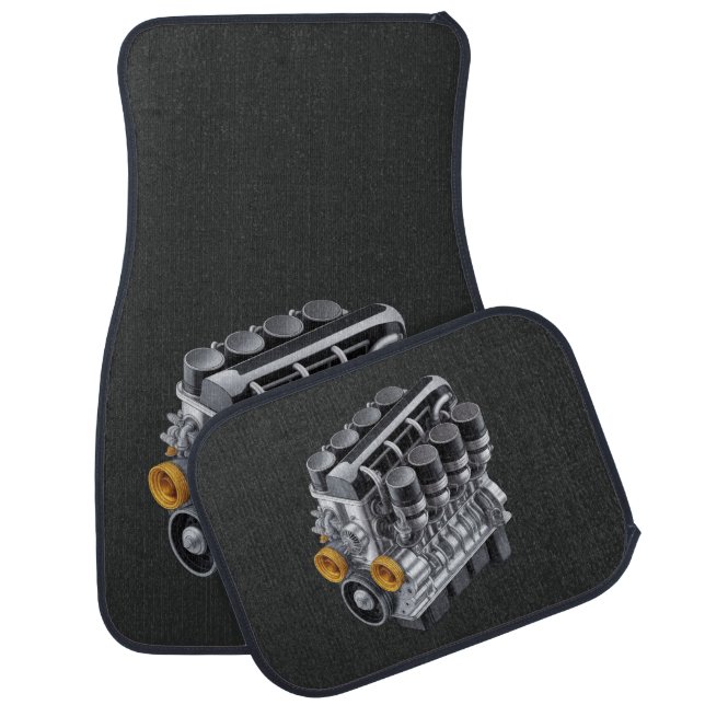 Custom V8 Engine Car Mats (Set)