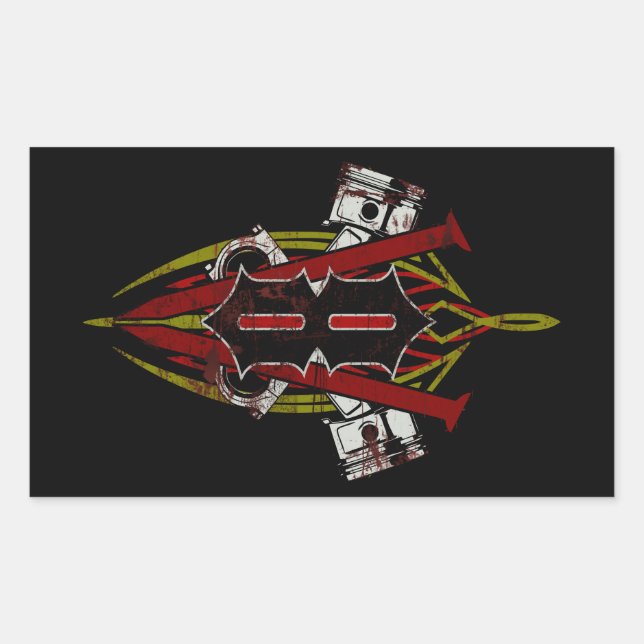 Custom V8 Pinstripe Design Distressed Rectangular Sticker (Front)