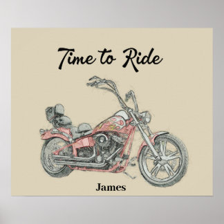 Custom V twin Bobber motorcycle Poster