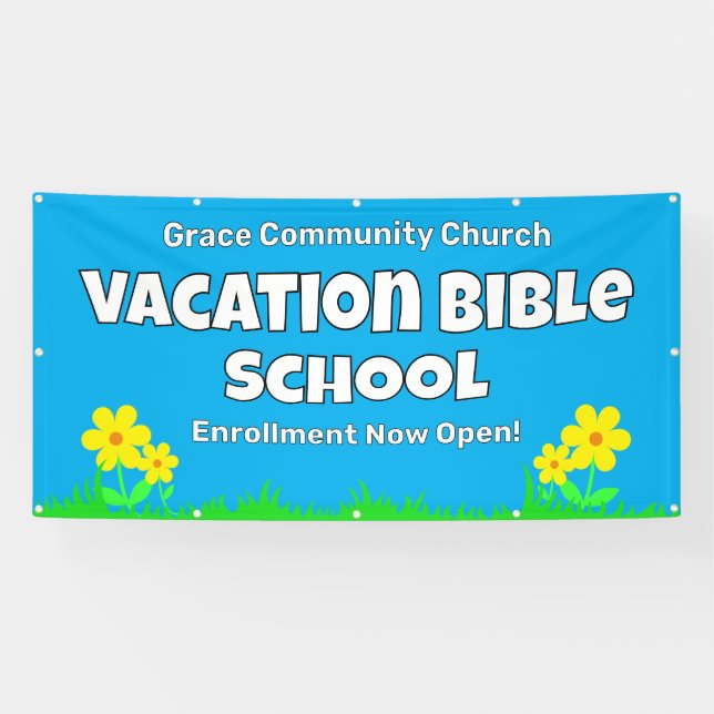 Custom Vacation Bible School Flowers Banner (Horizontal)