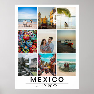 Custom Vacation Memories 9 Photo Collage Travel Poster