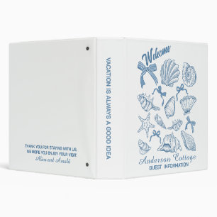 Custom Vacation Rental Guest Welcome Beach Coastal 3 Ring Binder