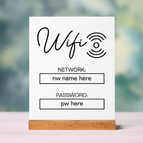 Custom Vacation Rentals Home Wifi Instructions Acrylic Sign